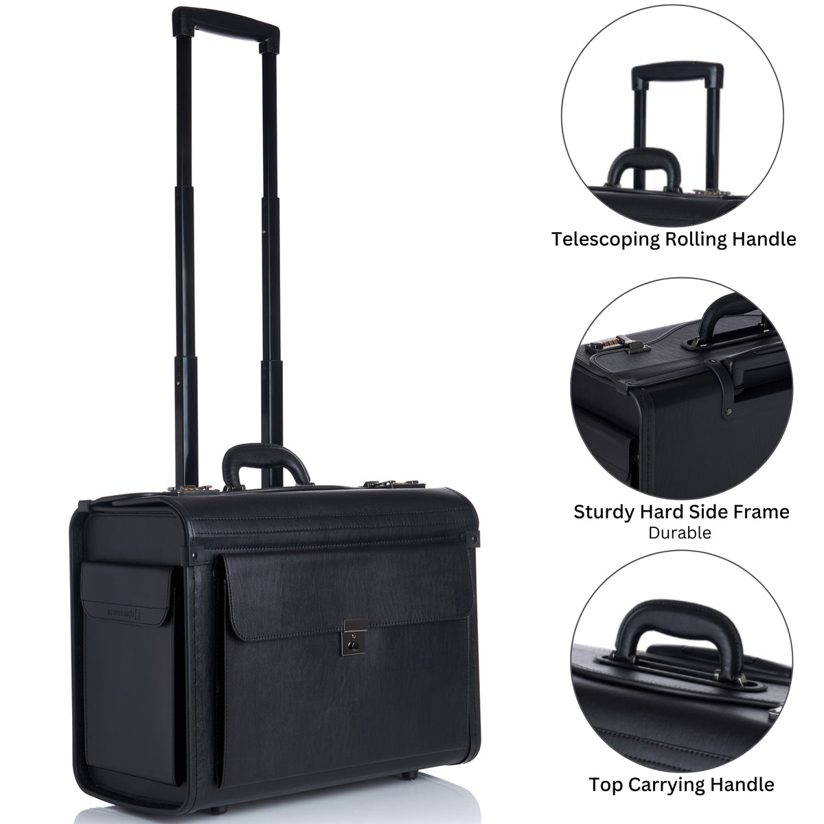 Alpine Swiss 17" Laptop Rolling Briefcase Wheels Attache Lawyers Case – Black
