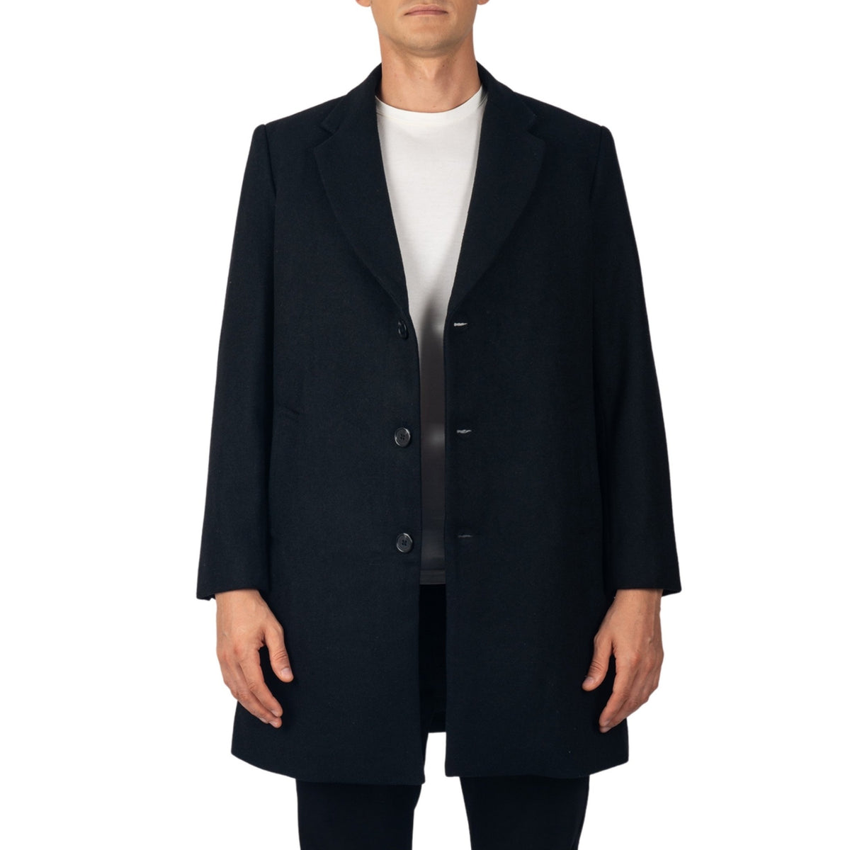Alpine Swiss Luke Mens Wool Blend Overcoat Single Breasted Coat Tailored Topcoat – Black