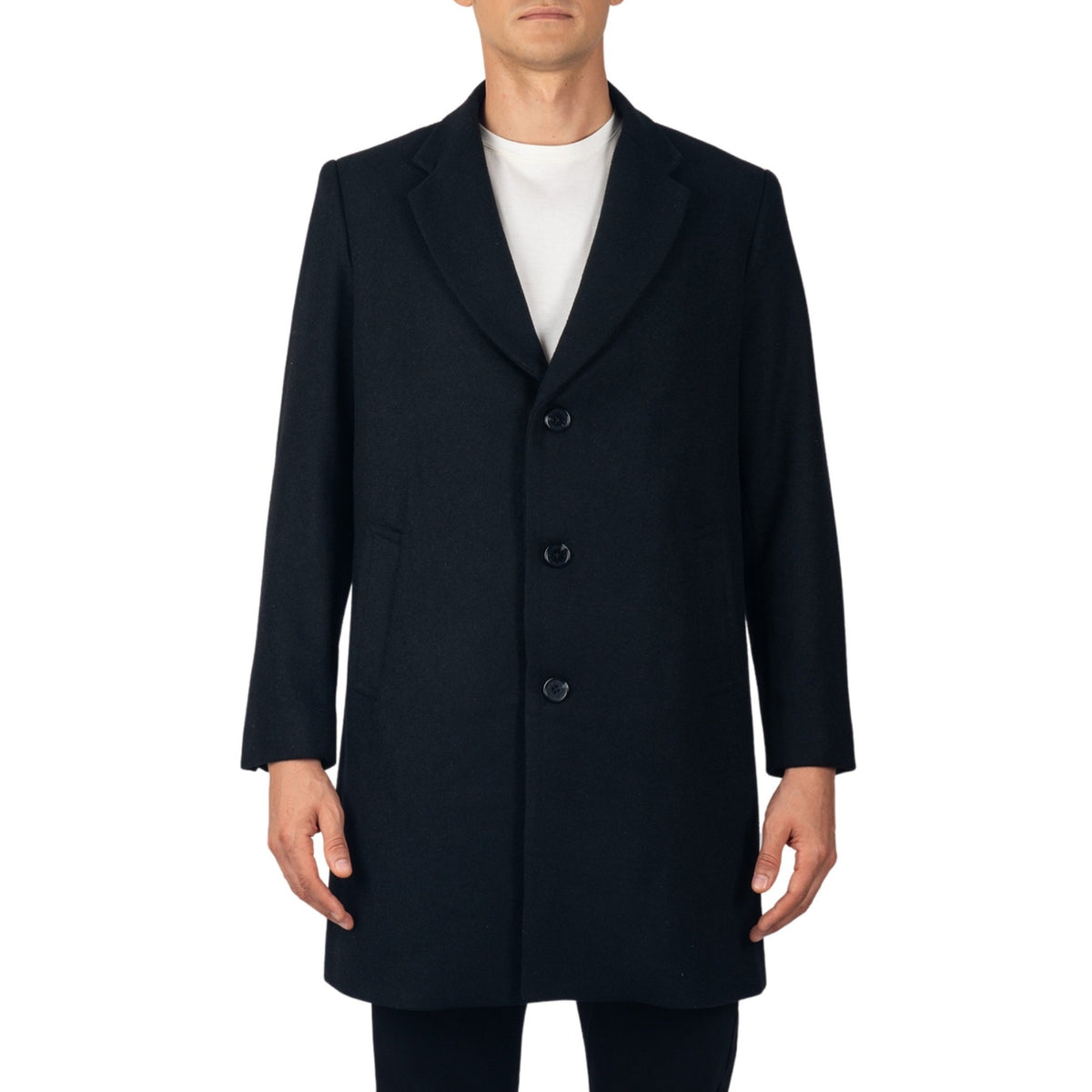 Alpine Swiss Luke Mens Wool Blend Overcoat Single Breasted Coat Tailored Topcoat – Black