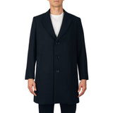 Alpine Swiss Luke Mens Wool Blend Overcoat Single Breasted Coat Tailored Topcoat – Black