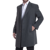 Alpine Swiss Luke Mens Wool Blend Overcoat Single Breasted Coat Tailored Topcoat – Gray