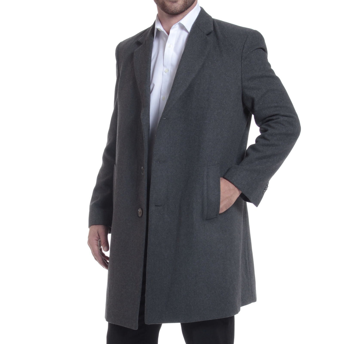 Alpine Swiss Luke Mens Wool Blend Overcoat Single Breasted Coat Tailored Topcoat – Gray