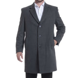 Alpine Swiss Luke Mens Wool Blend Overcoat Single Breasted Coat Tailored Topcoat – Gray