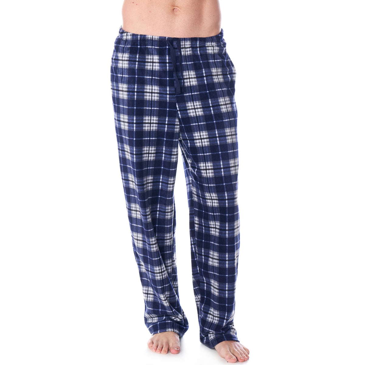 Alpine Swiss Mens Pajama Set Cotton Top Flannel Fleece Pants PJ Lounge Sleepwear – Blue