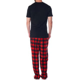 Alpine Swiss Mens Pajama Set Cotton Top Flannel Fleece Pants PJ Lounge Sleepwear – Red
