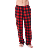 Alpine Swiss Mens Pajama Set Cotton Top Flannel Fleece Pants PJ Lounge Sleepwear – Red