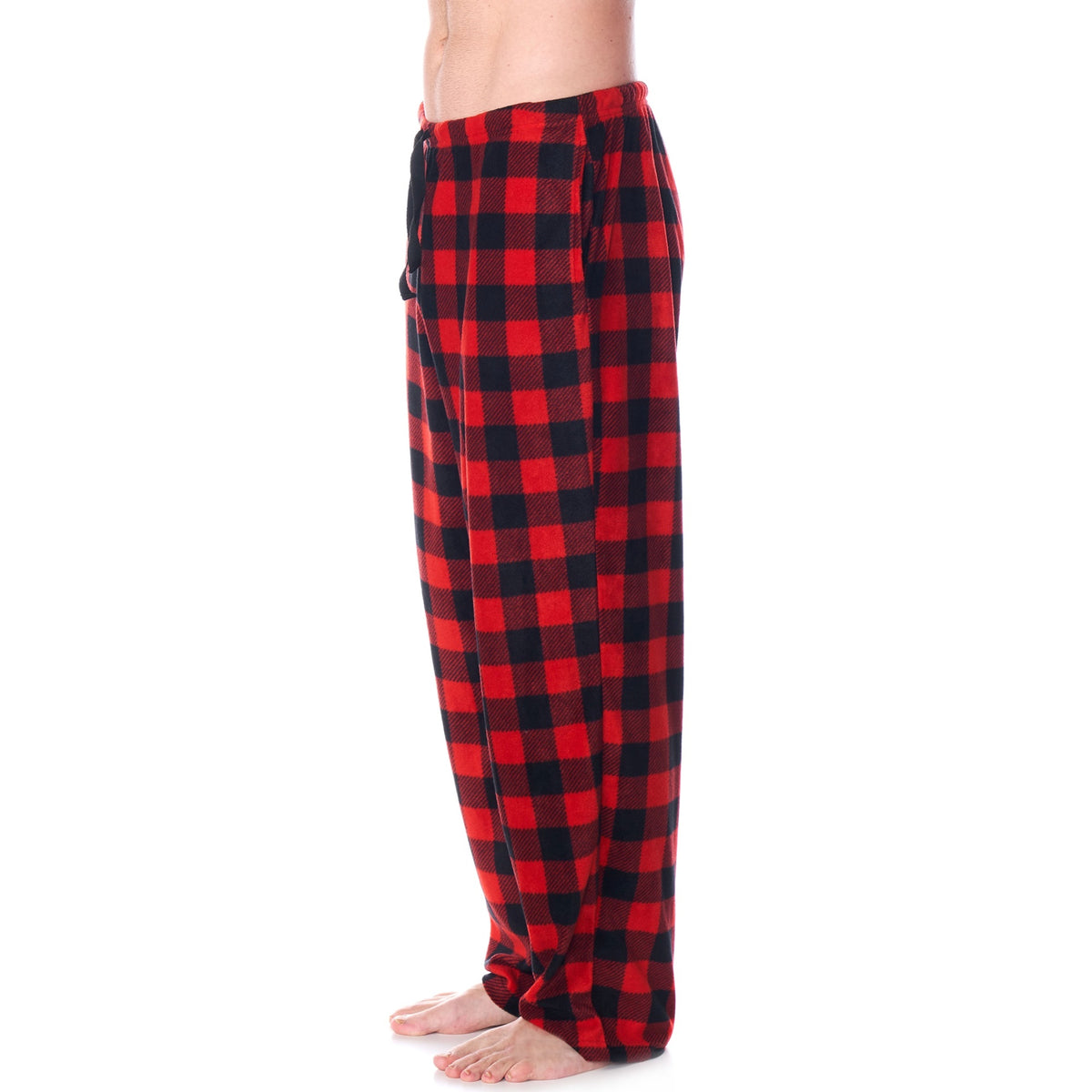 Alpine Swiss Mens Pajama Set Cotton Top Flannel Fleece Pants PJ Lounge Sleepwear – Red