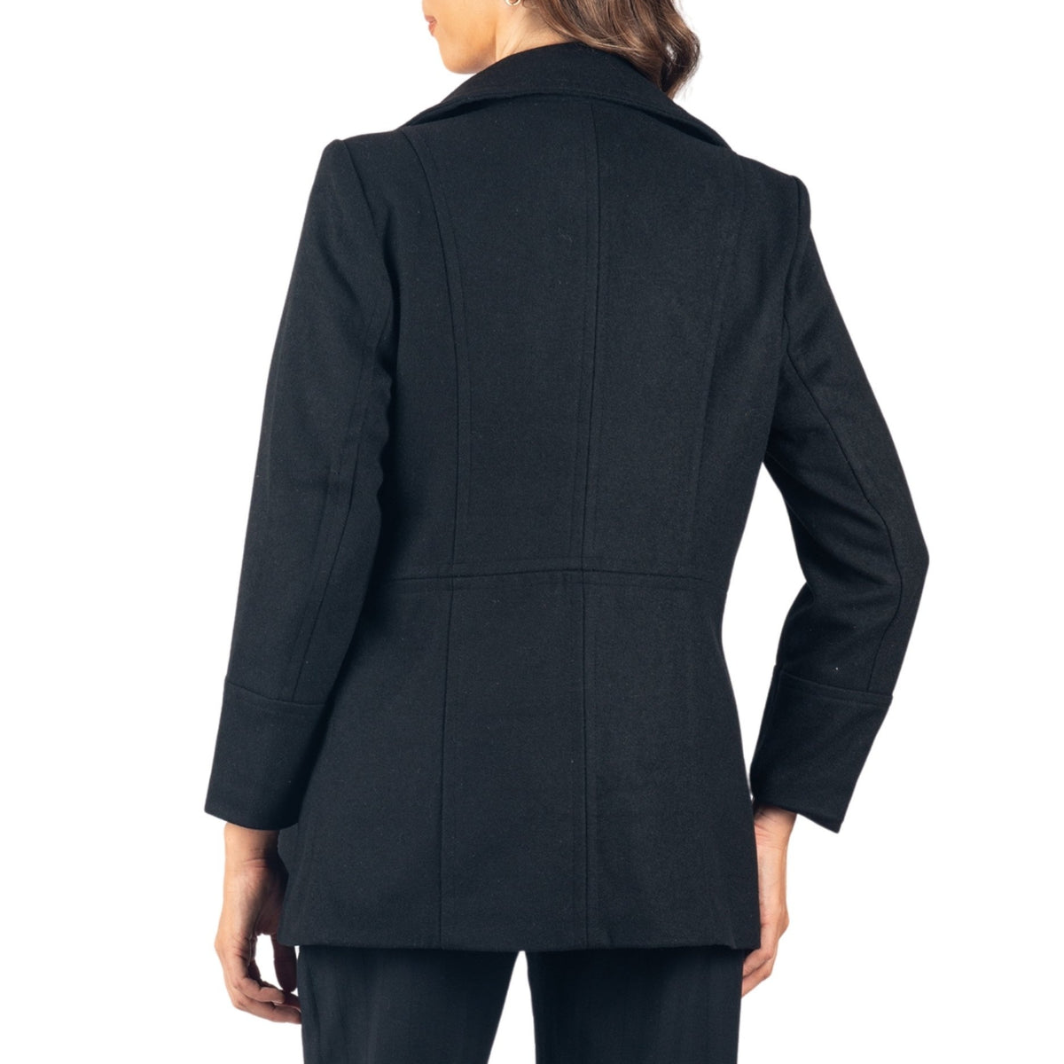 Alpine Swiss Emma Womens Peacoat Jacket Wool Blazer Double Breasted Overcoat – Black