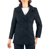 Alpine Swiss Emma Womens Peacoat Jacket Wool Blazer Double Breasted Overcoat – Black