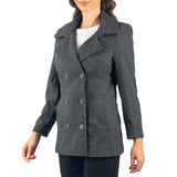 Alpine Swiss Emma Womens Peacoat Jacket Wool Blazer Double Breasted Overcoat – Gray