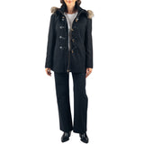 Alpine Swiss Duffy Womens Wool Duffle Coat Removable Hood Winter Toggle Overcoat – Black