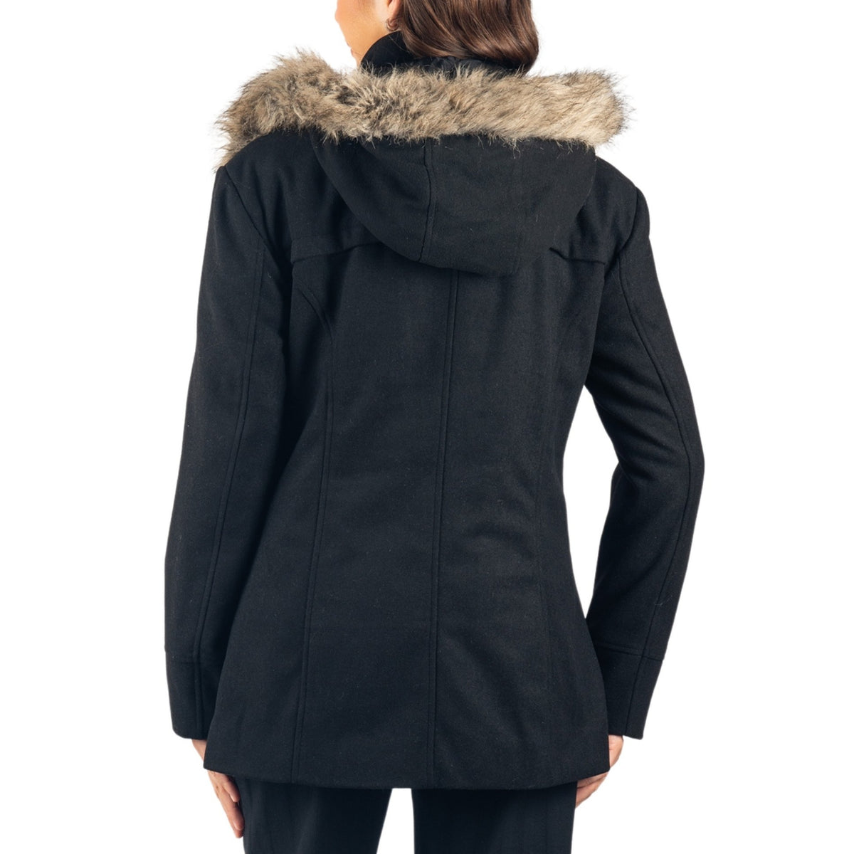 Alpine Swiss Duffy Womens Wool Duffle Coat Removable Hood Winter Toggle Overcoat – Black