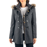 Alpine Swiss Duffy Womens Wool Duffle Coat Removable Hood Winter Toggle Overcoat – Gray
