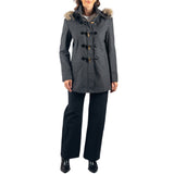 Alpine Swiss Duffy Womens Wool Duffle Coat Removable Hood Winter Toggle Overcoat – Gray
