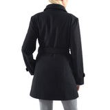 Alpine Swiss Keira Womens Trench Coat Double Breasted Wool Jacket Belted Blazer – Black