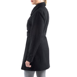 Alpine Swiss Keira Womens Trench Coat Double Breasted Wool Jacket Belted Blazer – Black