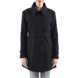Alpine Swiss Keira Womens Trench Coat Double Breasted Wool Jacket Belted Blazer – Black