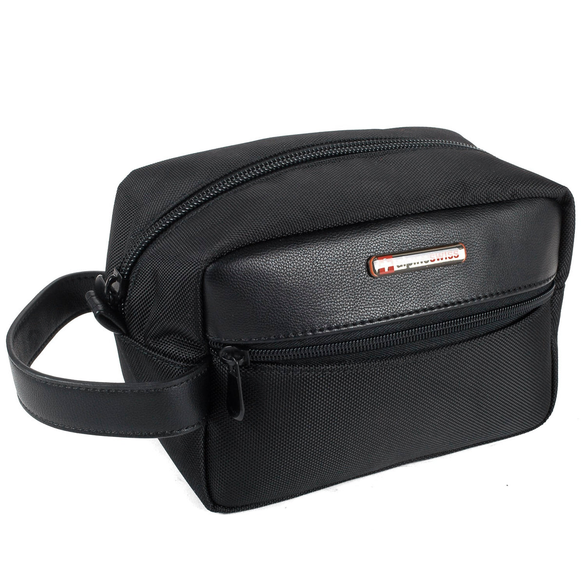 Alpine Swiss Hudson Shaving Kit Dopp Kit Overnight Toiletry Bag Travel Case New – Black
