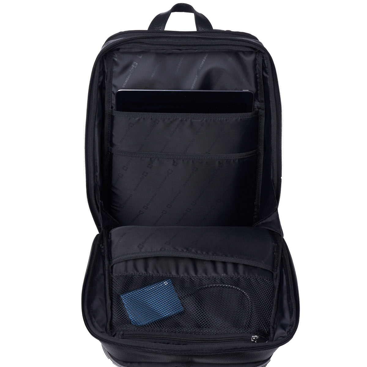 Alpine Swiss Mens Leather Laptop Backpack Travel Daypack Computer Bag Rucksack – Black