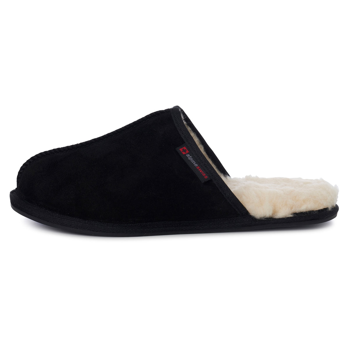 Alpine Swiss Mens Microsuede Memory Foam Scuff Slippers Comfort Slip On Shoes – Black