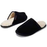Alpine Swiss Mens Microsuede Memory Foam Scuff Slippers Comfort Slip On Shoes – Black