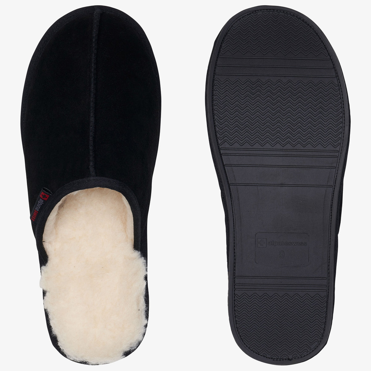 Alpine Swiss Mens Microsuede Memory Foam Scuff Slippers Comfort Slip On Shoes – Black