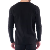 Alpine Swiss Mens Thermal Long Sleeve Top Waffle Knit Shirt Base Layer Underwear – Black
