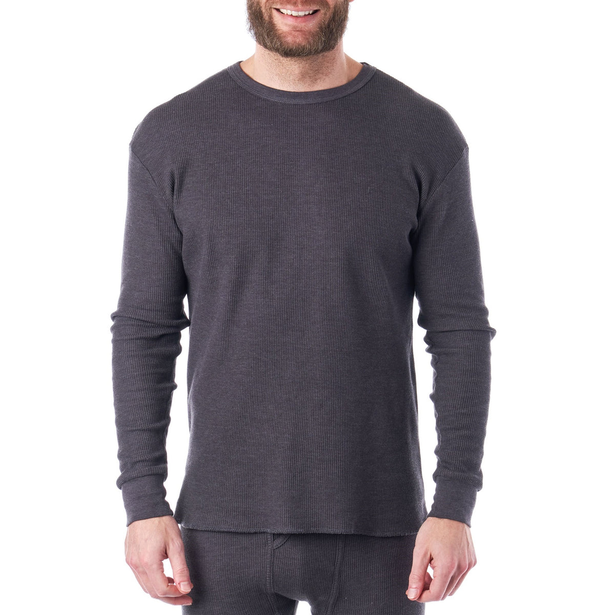 Alpine Swiss Mens Thermal Long Sleeve Top Waffle Knit Shirt Base Layer Underwear – Gray