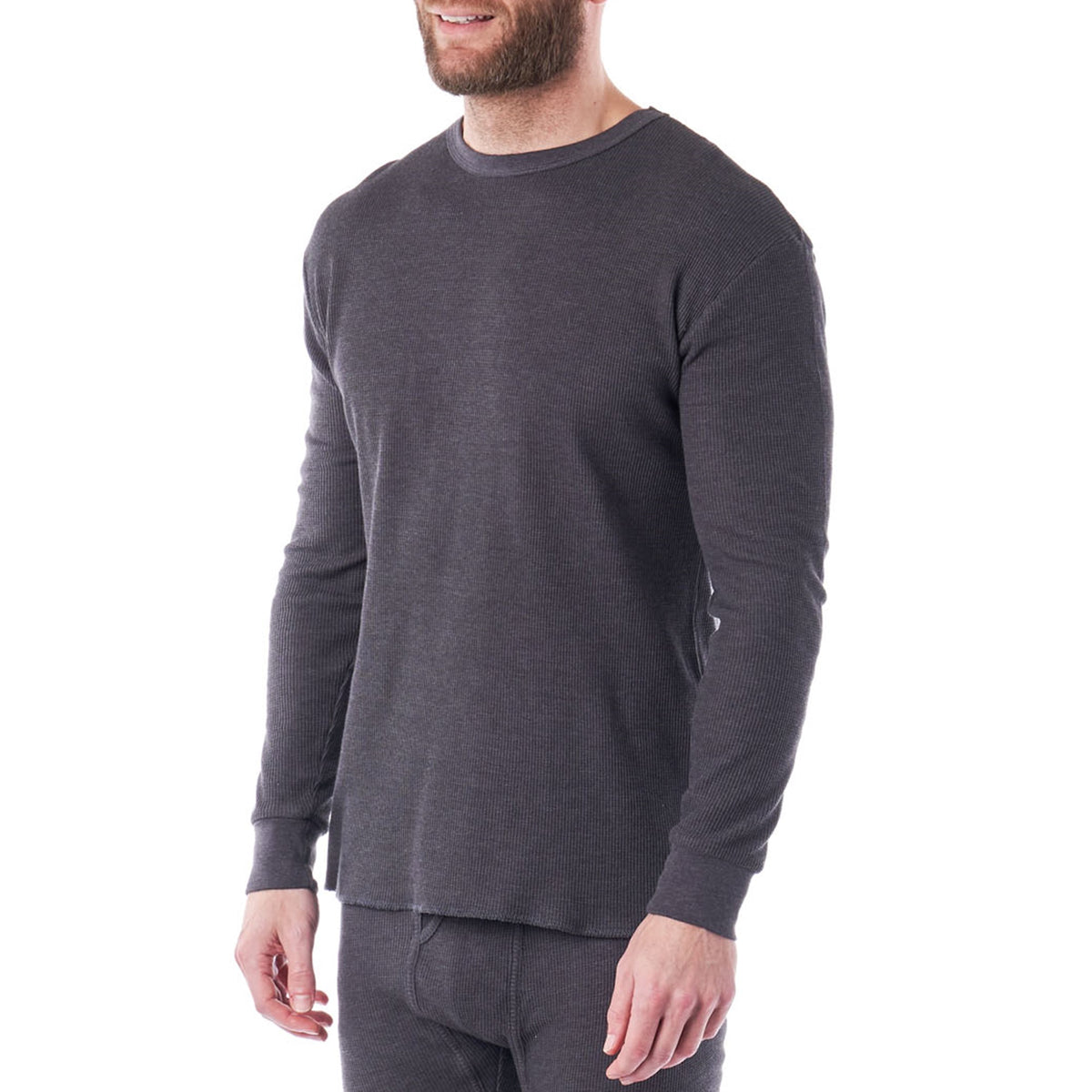 Alpine Swiss Mens Thermal Long Sleeve Top Waffle Knit Shirt Base Layer Underwear – Gray
