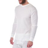 Alpine Swiss Mens Thermal Long Sleeve Top Waffle Knit Shirt Base Layer Underwear – White