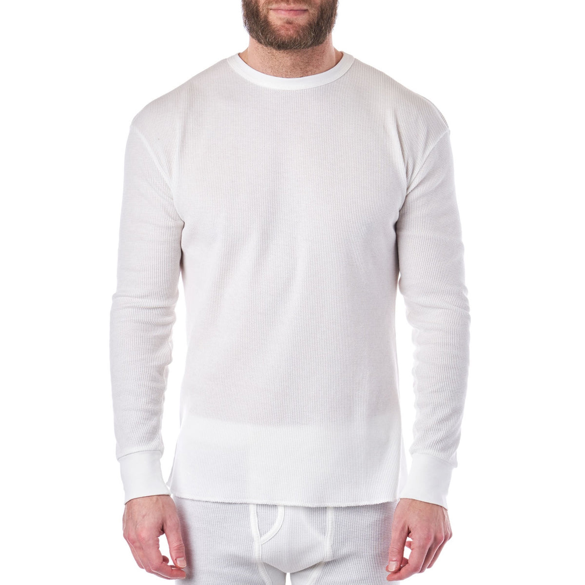 Alpine Swiss Mens Thermal Long Sleeve Top Waffle Knit Shirt Base Layer Underwear – White