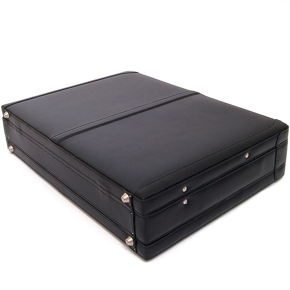 Alpine Swiss Mens Briefcase Expandable Genuine Leather Attache Briefcase For Men – Black