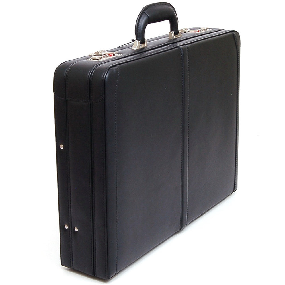 Alpine Swiss Mens Briefcase Expandable Genuine Leather Attache Briefcase For Men – Black