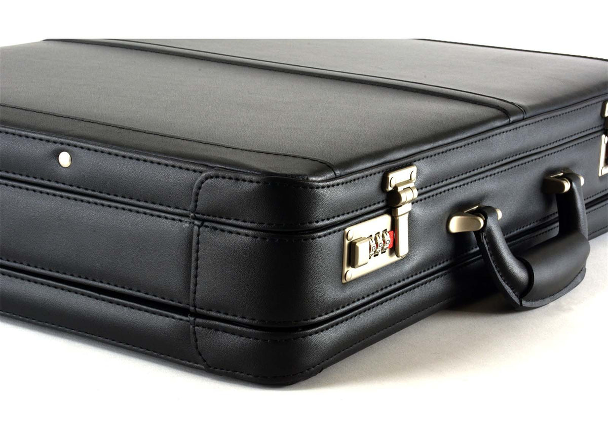 Alpine Swiss Mens Briefcase Expandable Genuine Leather Attache Briefcase For Men – Black