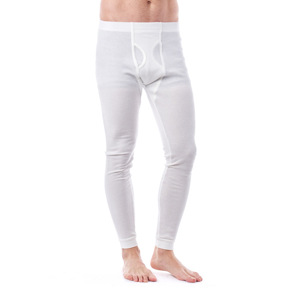 Alpine Swiss Mens Thermal Underwear Bottoms Waffle Long Johns Base Layer Pant – White