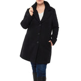 Alpine Swiss Womens Plus Size Wool Overcoat Walking Coat Blazer Pea Coat Jacket – Black