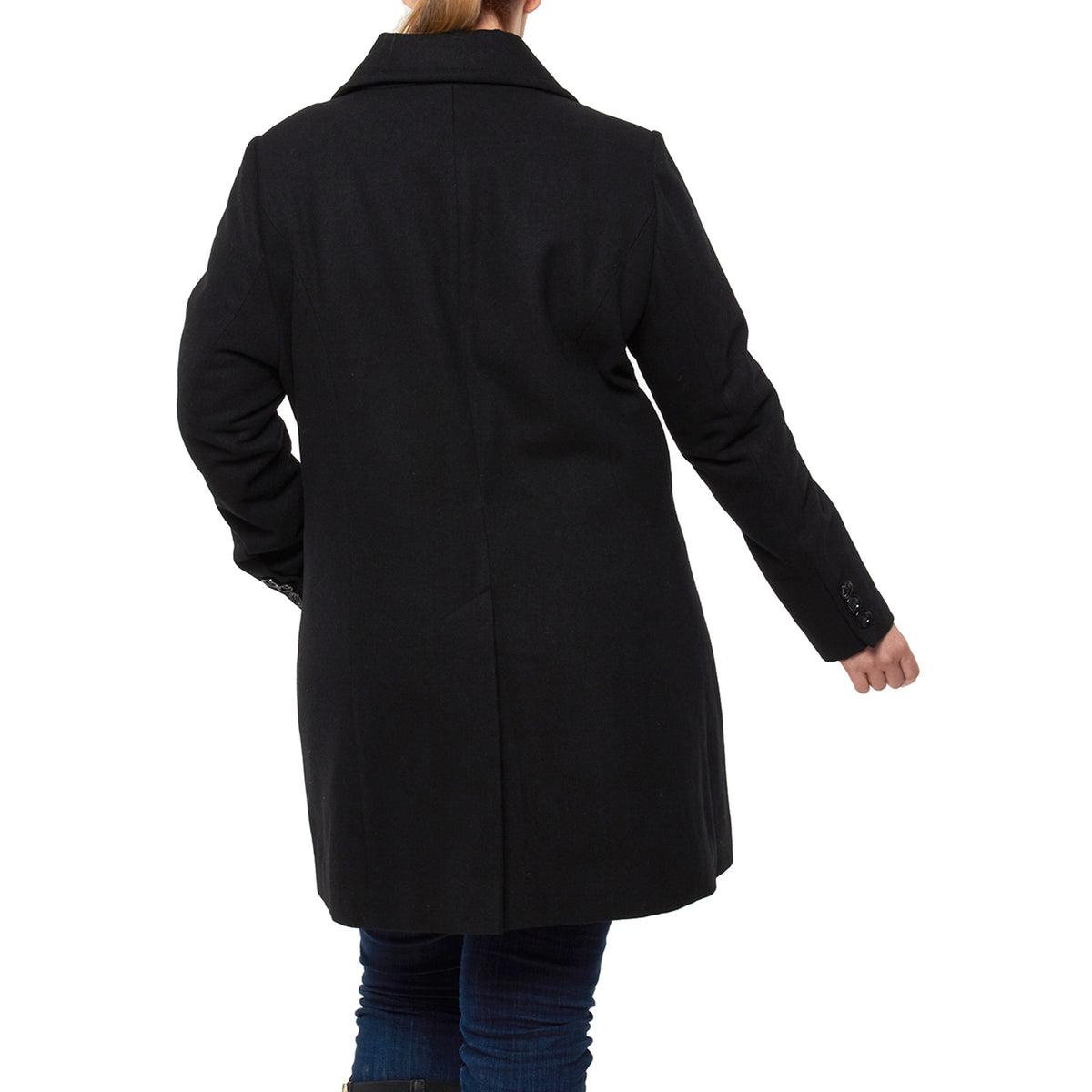 Alpine Swiss Womens Plus Size Wool Overcoat Walking Coat Blazer Pea Coat Jacket – Black