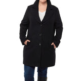 Alpine Swiss Womens Plus Size Wool Overcoat Walking Coat Blazer Pea Coat Jacket – Black