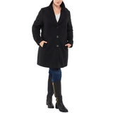 Alpine Swiss Womens Plus Size Wool Overcoat Walking Coat Blazer Pea Coat Jacket – Black