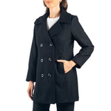 Alpine Swiss Norah Womens Wool Peacoat Classic Double Breasted Coat – Black