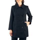 Alpine Swiss Norah Womens Wool Peacoat Classic Double Breasted Coat – Black