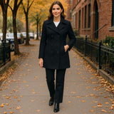 Alpine Swiss Norah Womens Wool Peacoat Classic Double Breasted Coat – Black