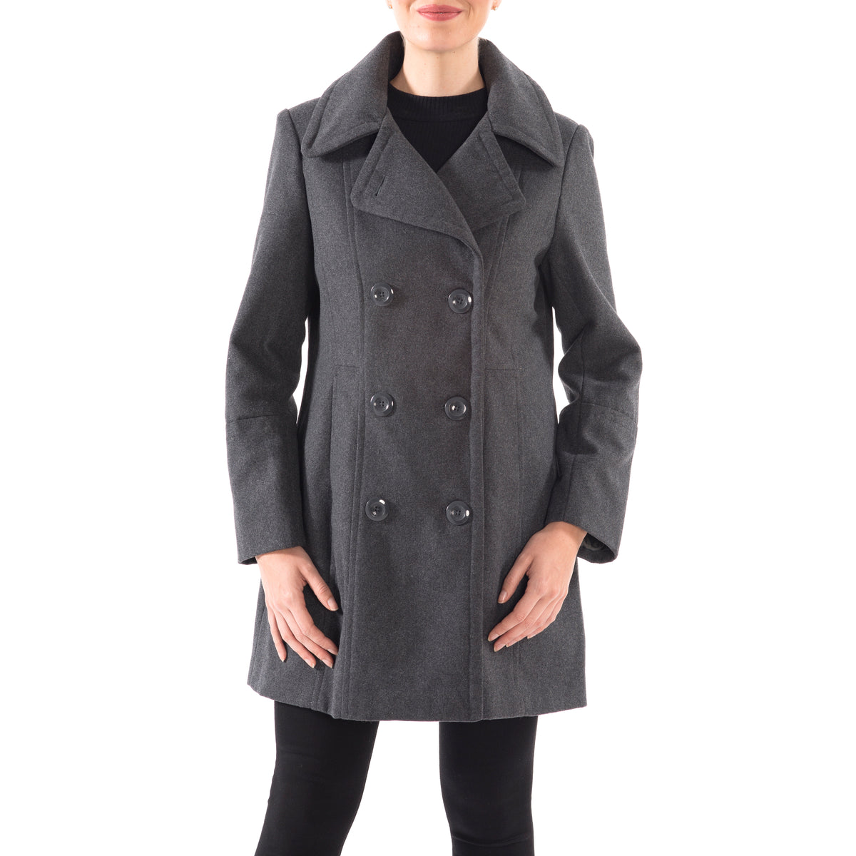 Alpine Swiss Norah Womens Wool Peacoat Classic Double Breasted Coat – Gray
