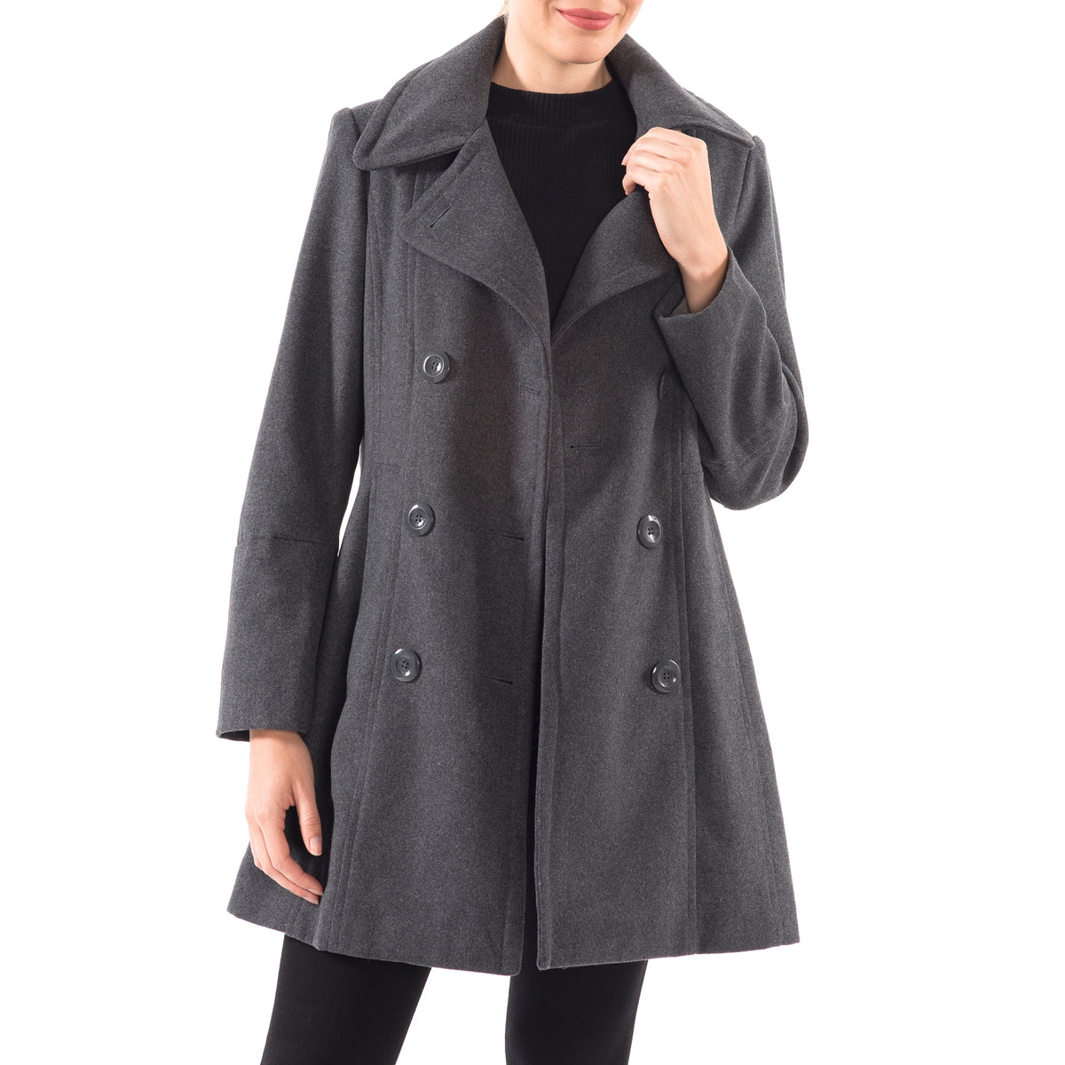 Alpine Swiss Norah Womens Wool Peacoat Classic Double Breasted Coat – Gray