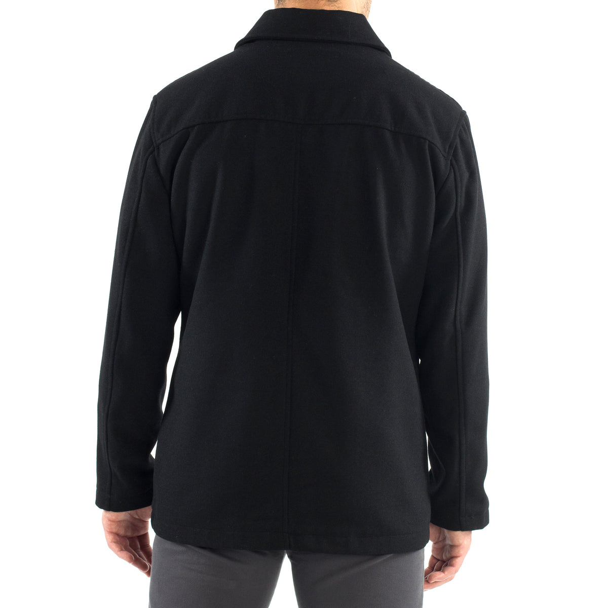 Alpine Swiss Wyat Mens Wool Blend Classic Barn Coat Cargo Pocket Military Jacket – Black