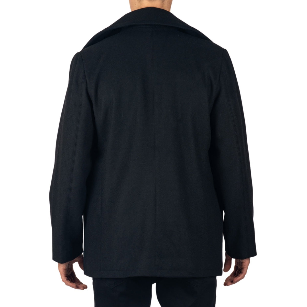 Alpine Swiss Mason Mens Wool Blend Pea Coat Classic Double Breasted Winter Coat Warm – Black