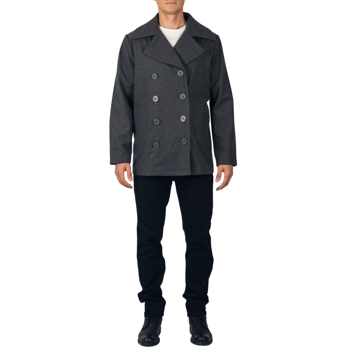 Alpine Swiss Mason Mens Wool Blend Pea Coat Classic Double Breasted Winter Coat Warm – Gray