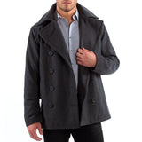 Alpine Swiss Mason Mens Wool Blend Pea Coat Classic Double Breasted Winter Coat Warm – Gray