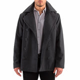 Alpine Swiss Mason Mens Wool Blend Pea Coat Classic Double Breasted Winter Coat Warm – Gray