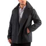 Alpine Swiss Mason Mens Wool Blend Pea Coat Classic Double Breasted Winter Coat Warm – Gray